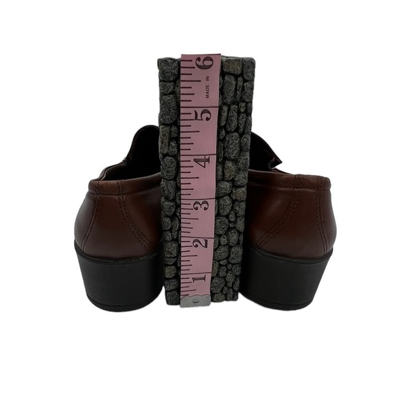 ECCO Brown Leather Square Toe Block Heel Loafers Size 38 Women's - Picture 8 of 9